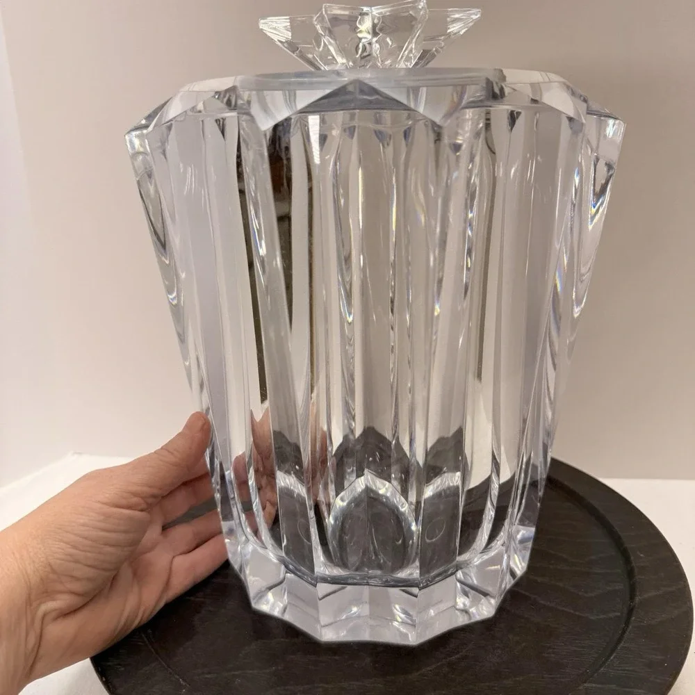 VTG MCM Judith Kruger Grainware Lucite Starburst Ice Bucket w/ Tiara Lid Atomic